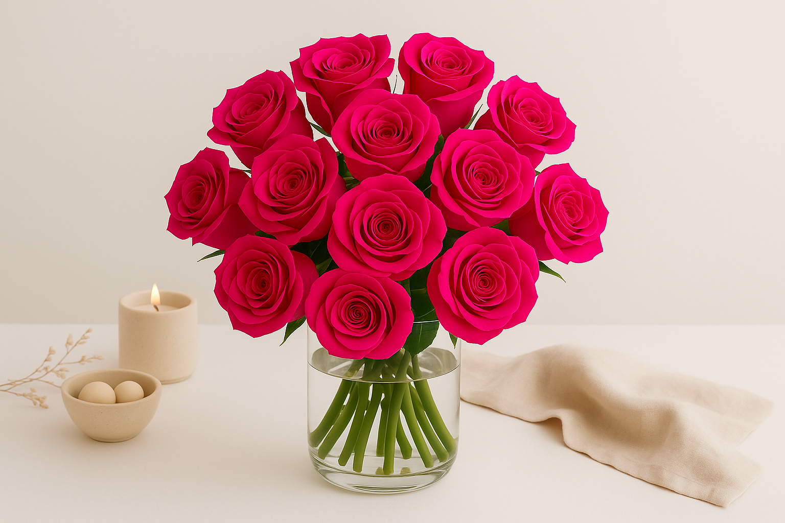 12 Hot Pink Rose